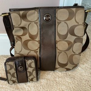 Authentic Coach crossbody with matching wallet